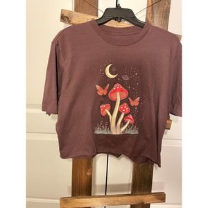 Girls Crop Top Mushroom Shirt Size Large